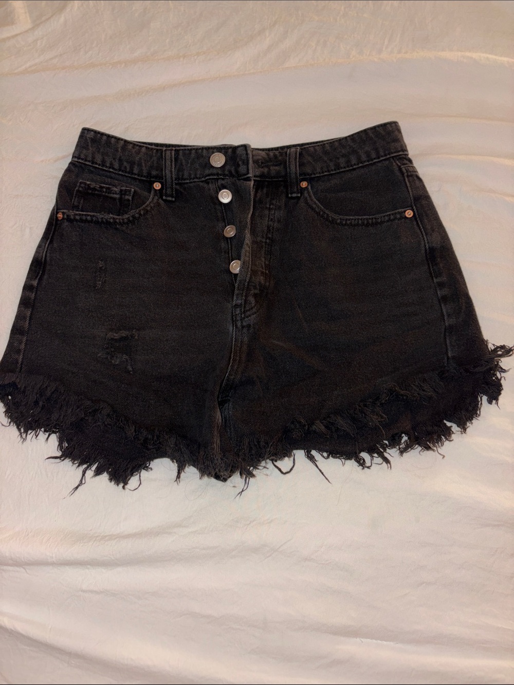 wild fable Black High-Rise Frayed Hem Denim Shorts
